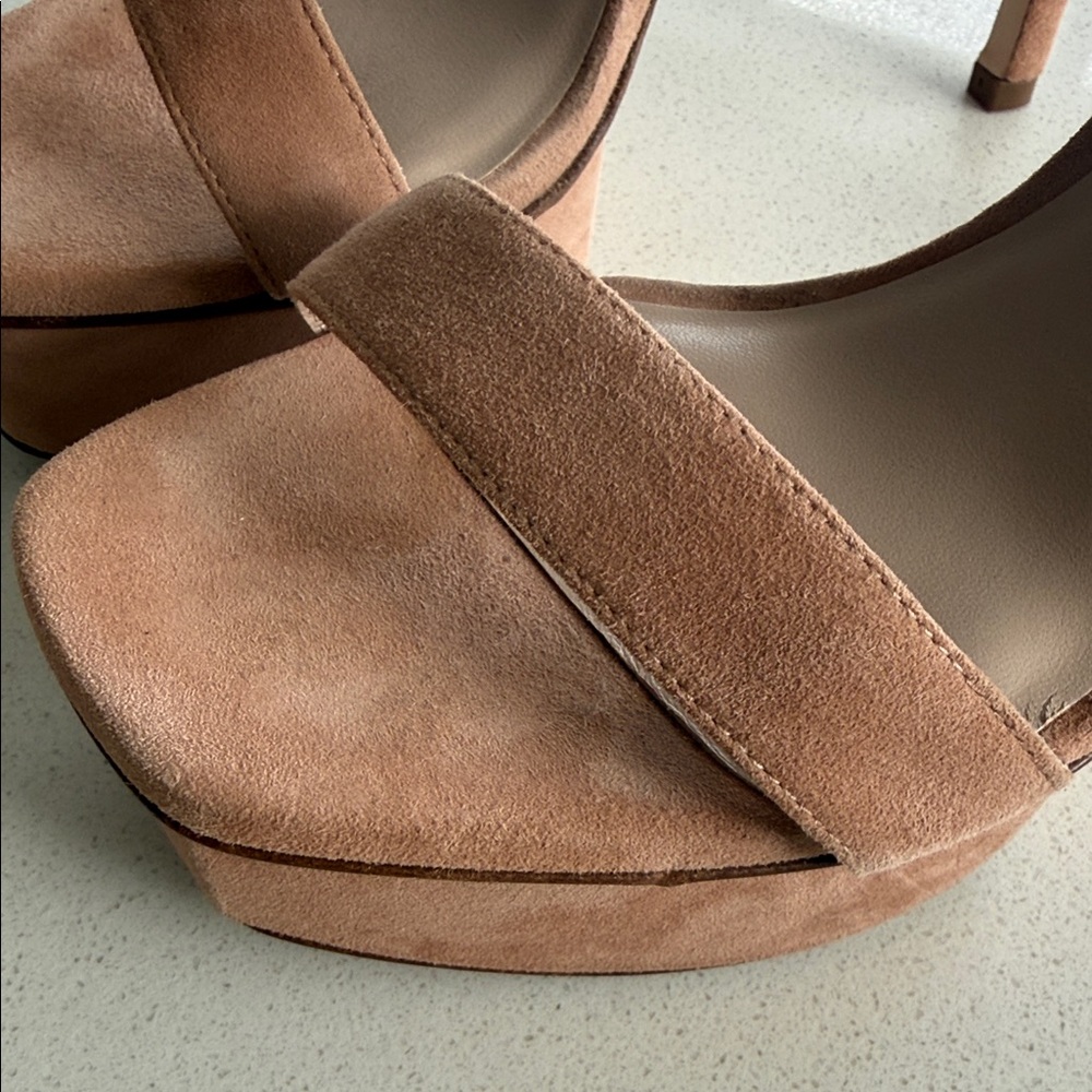 Stuart Weitzman Tan Suede Platform Heels - Picture 2 of 6